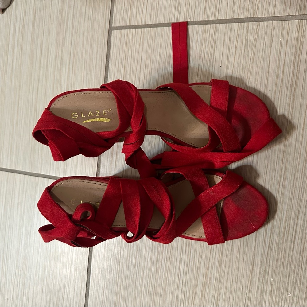 Glaze Red Strappy Women's Heels